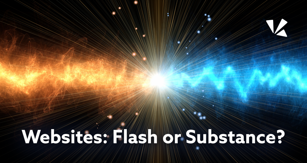 Websites: flash or substance blog header with a graphic of orange and blue electricity streaks