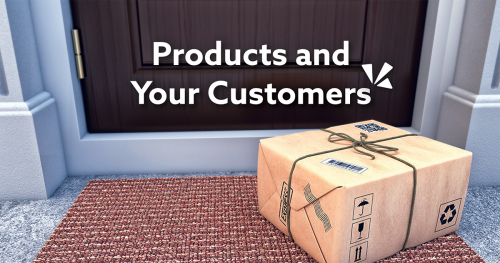 Products and your customers blog description with image of a package outside a door