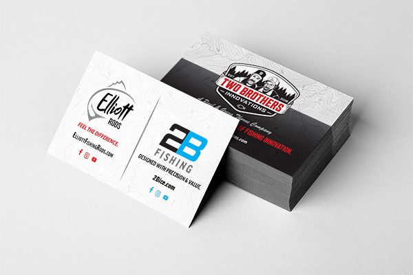 Two Brothers Innovations, Elliott Rods, and 2B Fishing business card design