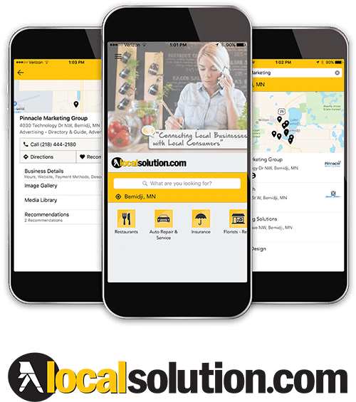 localsolution.com app displayed on cell phone