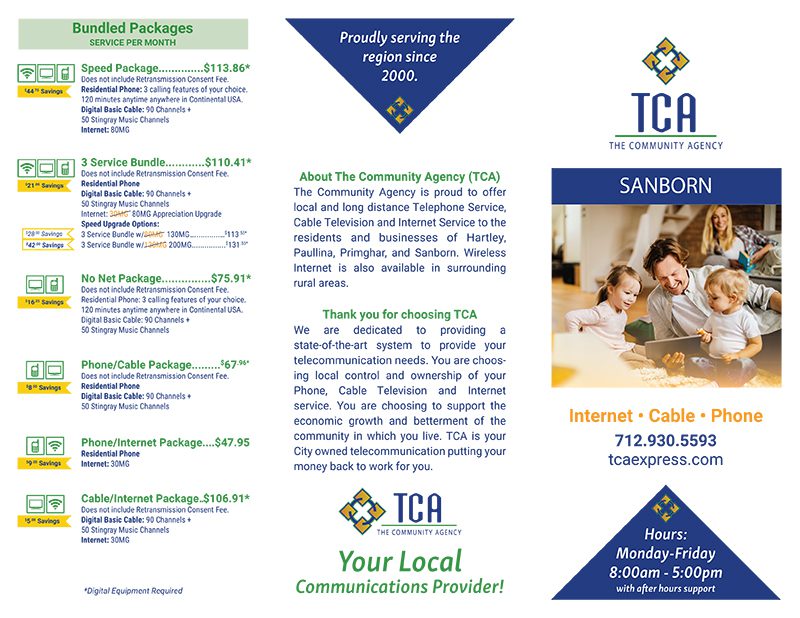 TCA trifold Sanborn brochure design