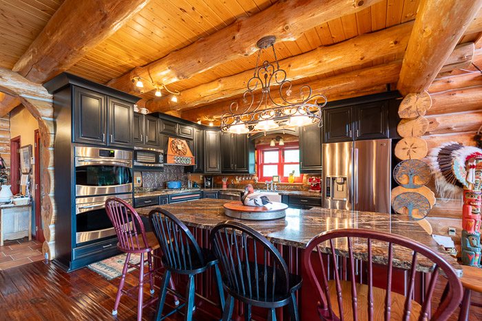 A log cabin kitchen.