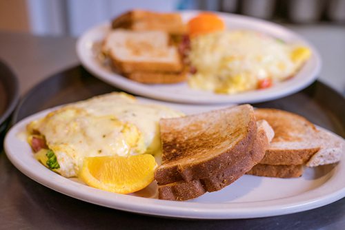 Raphael's Bakery omelet with toast on a plate