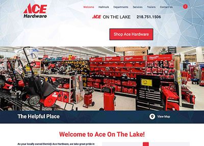 Ace on the Lake website screenshot developed by Pinnacle Marketing Group