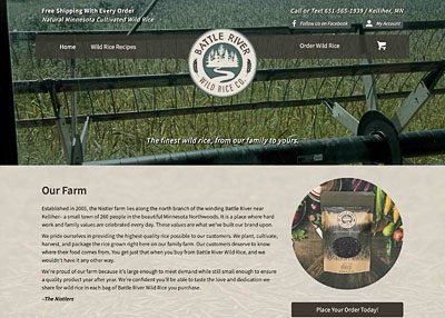 Battle River Wild Rice website screenshot developed by Pinnacle Marketing Group