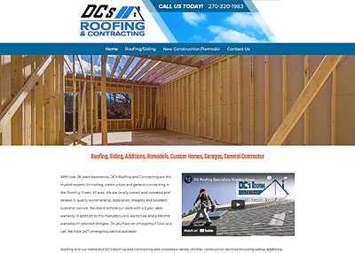 DC'S Roofing and Contracting website screenshot developed by Pinnacle Marketing Group