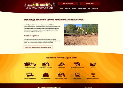 Jeff Simek Construction website screenshot developed by Pinnacle Marketing Group