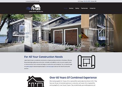 Lakes Area Homes website screenshot developed by Pinnacle Marketing Group