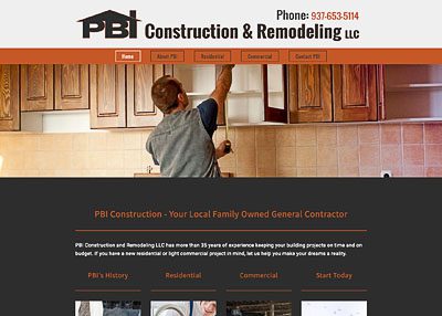 PBI Construction Remodeling website screenshot developed by Pinnacle Marketing Group