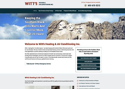 Witt's Heating Air Conditioning website screenshot developed by Pinnacle Marketing Group