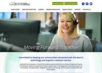 Acira Communications website homepage screenshot developed by Pinnacle Marketing Group