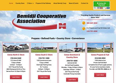 Bemidji Cooperative Association website screenshot developed by Pinnacle Marketing Group