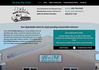 B&M Waste Service, Inc. website screenshot developed by Pinnacle Marketing Group