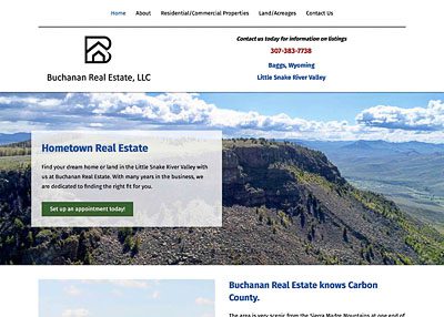 Buchanan Real Estate, LLC website screenshot developed by Pinnacle Marketing Group
