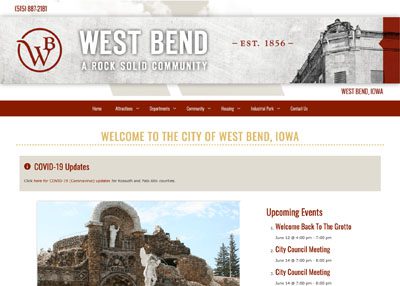 City of West Bend, IA website home page