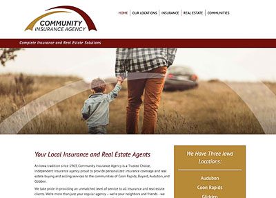 Community Insurance Agency website home page screenshot developed by Pinnacle Marketing Group