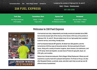 Floyd Truck Stop/218 Fuel Express website home page screenshot developed by Pinnacle Marketing Group