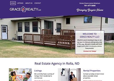 Grace Realty, LLC website screenshot developed by Pinnacle Marketing Group