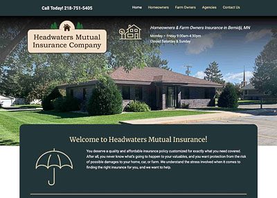 Headwaters Mutual Insurance Company website home page screenshot developed by Pinnacle Marketing Group