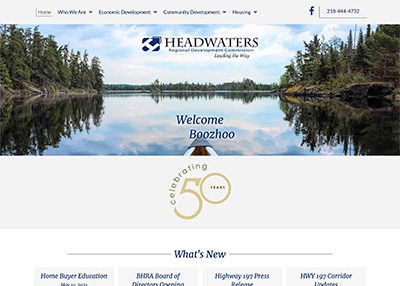 Headwaters Regional Development Commission Website Homepage developed by Pinnacle Marketing Group