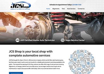 JCS Shop | Complete Automotive website home page screenshot developed by Pinnacle Marketing Group