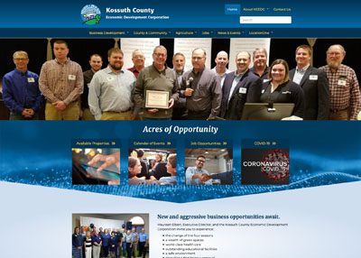 Kossuth County Economic Development Corporation website homepage