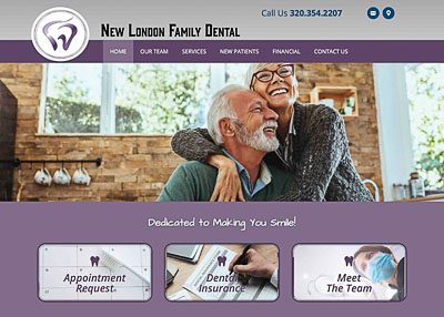 New London Family Dental website screenshot developed by Pinnacle Marketing Group