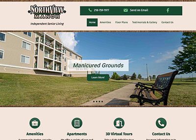 Northview Manor Independent Senior Living website homepage screenshot developed by Pinnacle Marketing Group