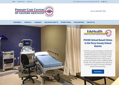 Primary Care Centers of Easter Kentucky website screenshot developed by Pinnacle Marketing Group