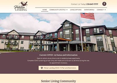 Pelican Landing Senior Living website homepage screenshot developed by Pinnacle Marketing Group