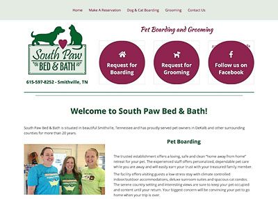 South Paw Bed & Bath website homepage screenshot developed by Pinnacle Marketing Group