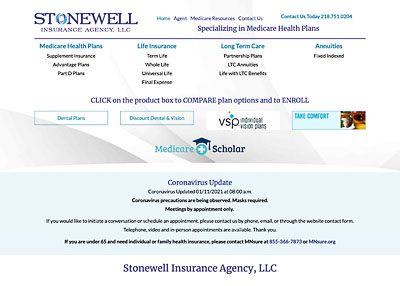 Stonewell Insurance Agency website home page screenshot developed by Pinnacle Marketing Group