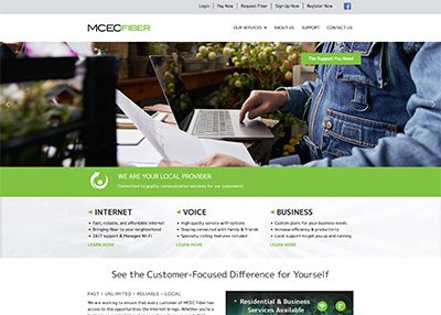 MCEC Fiber website homepage screenshot developed by Pinnacle Marketing Group
