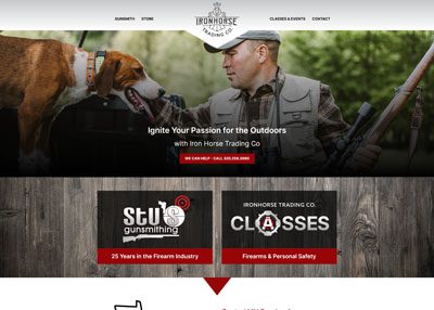 Screenshot of a homepage for a company called Iron Horse Trading Company.