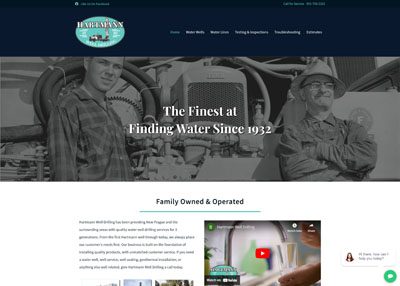 The homepage of a company called Hartmann Well Drilling
