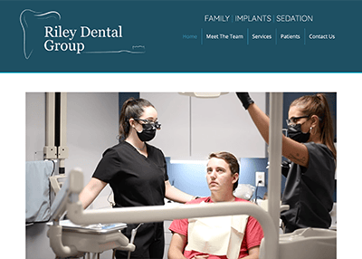 Riley Dental Group website screenshot developed by Pinnacle Marketing Group